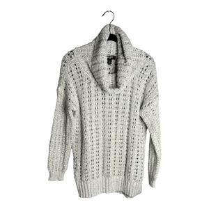 Nine West Light Gray Chunky Knit Cowl Neck Pullover Sweater Size Large